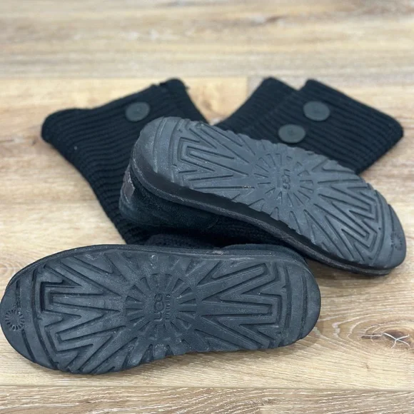 UGG Australia Black Classic Cardy Knit Boots - Size 9 - Picture 8 of 9